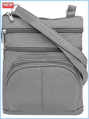Genuine Leather RFID Crossbody Purse Multi-Pocket Adjustable Strap